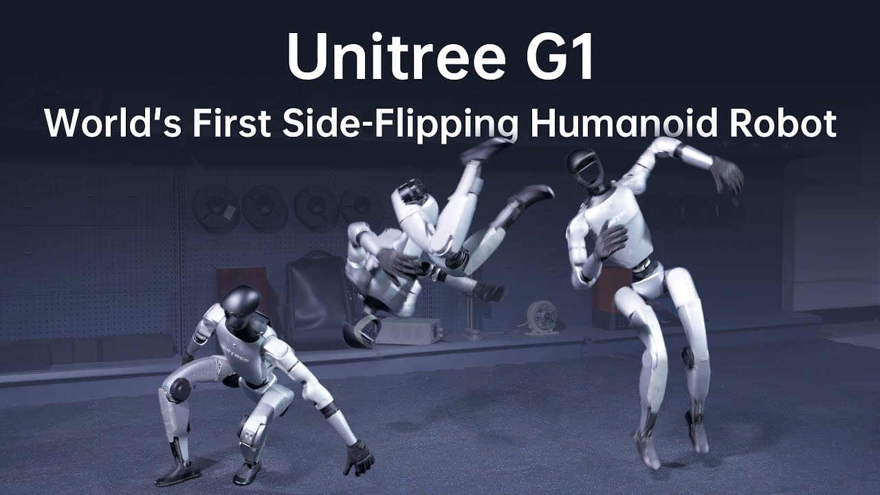 Unitree G1 humanoid performing a side flip
